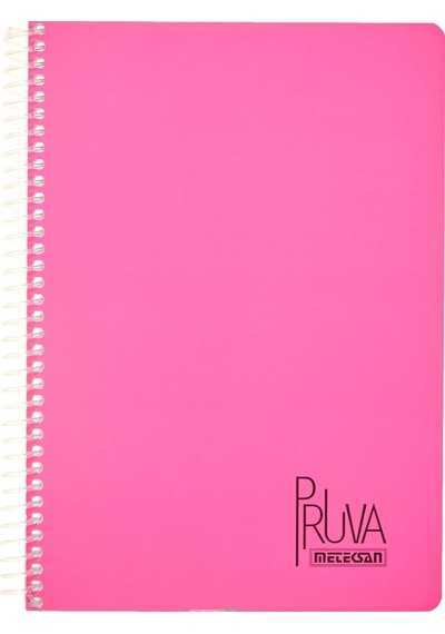 Pruva A4 Pet Spiralli Karton Kapaklı Defter 144 Yaprak - Kareli - Fuşya Çok Renkli