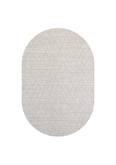 Geometrik Desenli Nar Yumuşak Dokulu Akrilik Oval Halı Nr02 Kemik Kemik-bej