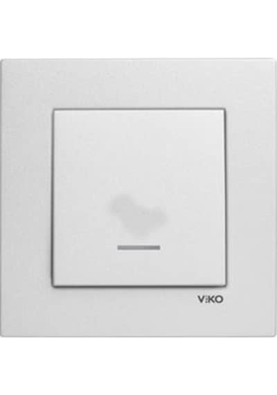 Viko Artline Novella Metalik Beyaz Işıklı Anahtar Çerçeveli
