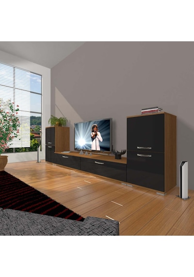 Decoraktiv Eko On2 Slm Std Tv Ünitesi Tv Sehpası Ceviz - Siyah