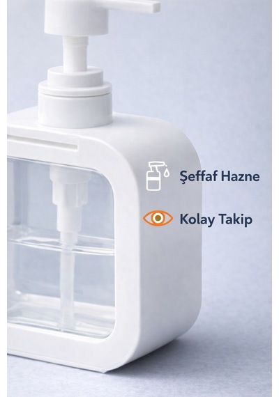 1 Adet Kare Sıvı Sabunluk Şeffaf Gövdeli Basmalı Sıvı Sabun & Deterjan Dispenseri Diğer