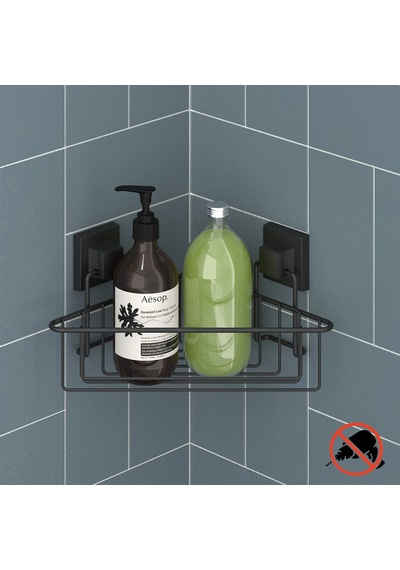 Teknotel Easyfıx Yapışkanlı Tek Katlı Banyo Rafı Mat Siyah Ef251 Siyah