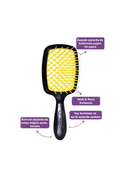 Beauty Pro Miracle Brush Saç Fırçası - Isıya Dayanıklı, Kaynak Saçlara Uygun, Saç Açma Ve Tarama Sarı