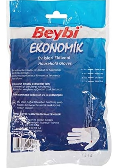 Beybi Gjlrtw68 C08937 Ekonomik Temizlik Eldiveni Çift, 9/9.5 Açık Mavi