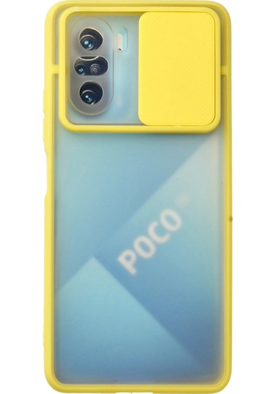 Uryport Xiaomi Poco F3 Kılıf Palm Buzlu Kamera Sürgülü Silikon - Sarı