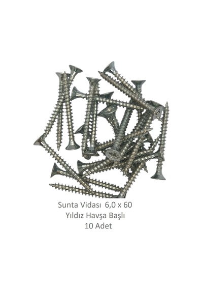 Sunta Vidası, 6,0 X 60 Mm, 10 Adet, Yhb Vida 6 x 60