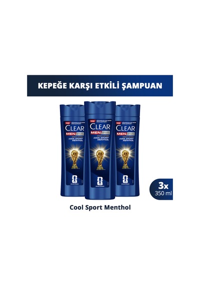 Men Kepeğe Karşı Etkili Şampuan Cool Sport Menthol 350 Ml X3 Tüm Saç Tipleri