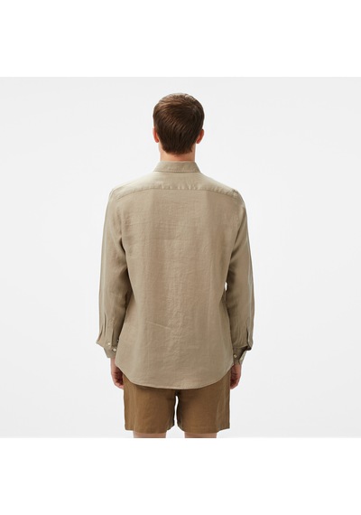 Nautica Erkek Bej Classic Fit Keten Gömlek Düz W55101t Bej