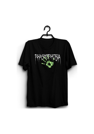 Stoned&Fame Phasmophobia Baskılı Unisex %100 Pamuk Siyah T-shirt SIYAH Siyah