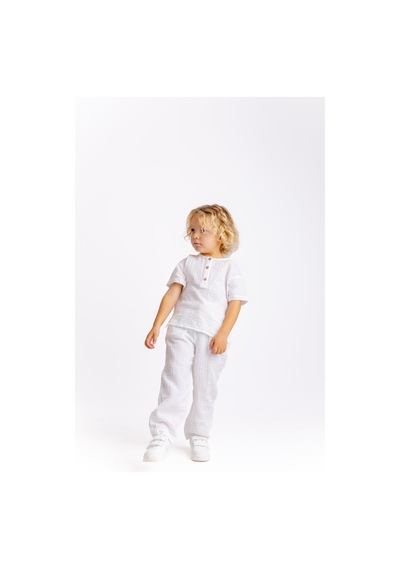 Oliven The Kid Müslin T-shirt Pantolonlu Takım Beyaz Beyaz