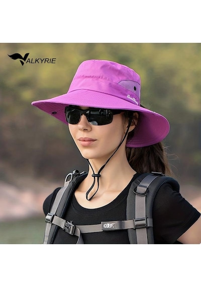 Valkyrie Outdoor Güneş Şapkası Unisex Kamp Trekking Safari Balıkçı Şapkası Uv Koruma Mor Mor