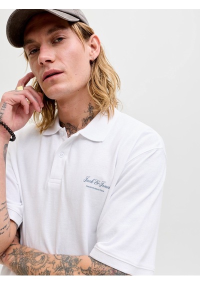 Jack & Jones Jjearchive Graphic Polo Ss Ln Erkek T-shirt-32842 Beyaz