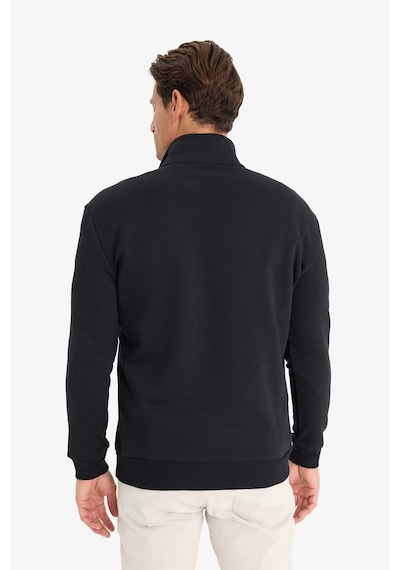 DeFacto Comfort Regular Fit Rahat Kalıp Fermuarlı Dik Yaka Basic Düz Sweatshirt X7405AZ25SPBK81