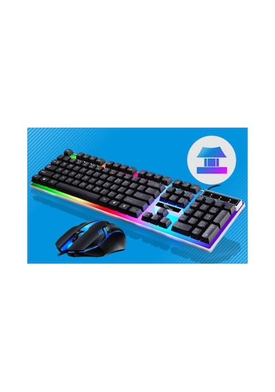 Led Işıklı Oyuncu Klavye Mouse Seti Usb Girişli Kablolu J-1001