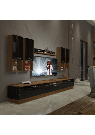 Decoraktiv Trendstyle 8da Mdf Tv Ünitesi Tv Sehpası - Ceviz Siyah Ceviz - Siyah