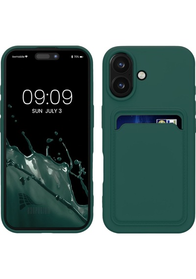 Apple Uyumlu iPhone 16  Kartlıklı Silikon Kılıf Kamera Korumalı Pastel Renk Esnek Kapak - Yeşil