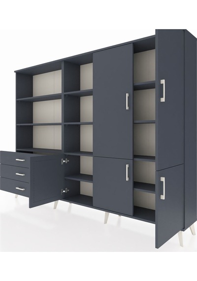 Arges Dolap 11 Raflı 3 Çekmeceli 5 Kapaklı 220x30x163 Antrasit-an Antrasit-antrasit Arges Dolap 11 Raflı 3 Çekmeceli 5 Kapaklı 220x30x163 Antrasit-an Antrasit-antrasit