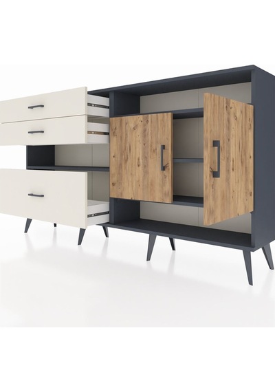 Arges Konsol 4 Raflı 3 Çekmeceli 2 Kapaklı 176x30x99 Antrasit-çam Antrasit-çam/aytaşı Arges Konsol 4 Raflı 3 Çekmeceli 2 Kapaklı 176x30x99 Antrasit-çam Antrasit-çam/aytaşı