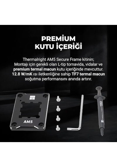 Amd Am5 Soket Güçlendirme Montaj Kiti Tf7 Termal Macun Dahil Siyah Asf Am5