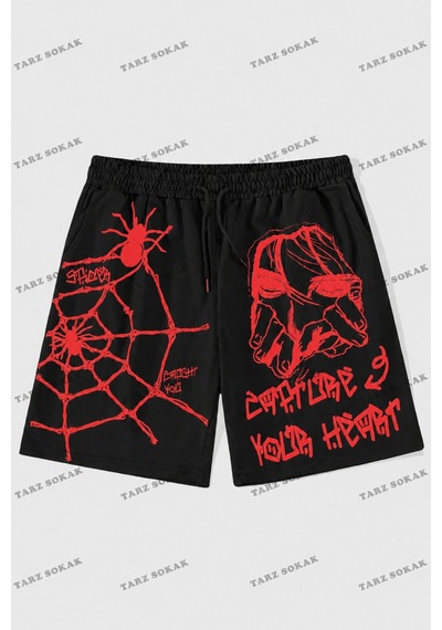 Tarzsokak Y2k Unisex Yaz Şort Bermuda Harajuka Anime Retro Kod-11533 Siyah Tarzsokak Y2k Unisex Yaz Şort Bermuda Harajuka Anime Retro Kod-11533 Siyah