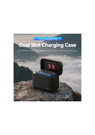 Telesin Insta360 X5 Charging Case, Insta360 X5 Uyumlu Pil Şarj Kutusu