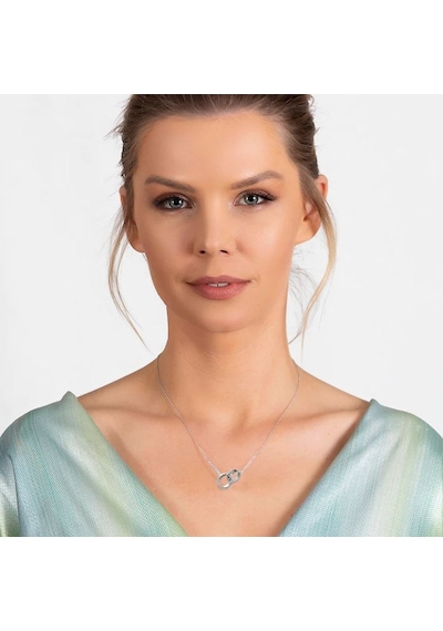 Çift Alyans Tasarım Silver Renk Çelik Kadın Kolye (508194996)