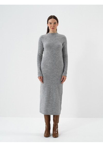 Xint Gri Oversize Mohair Elbise 851112 Gri Melanj