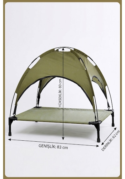 Reyo Oxford Uv Korumalı Gölgelikli Çadır, Plaj, Kamp, Bahçe Oyun Çadırı, Yerden Yüksek Uyku Çadırı 83x62x80 Cm Yeşil