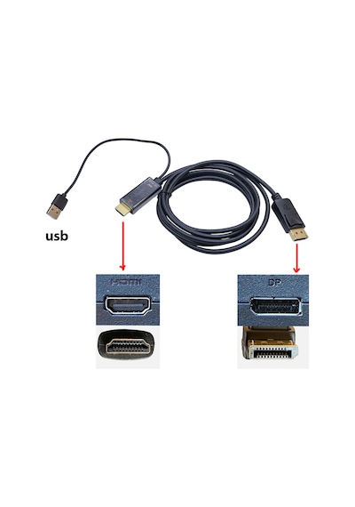 Hdmı To Displayport Çevirici Kablo Hdmı Out Çıkış Display İn Giriş
