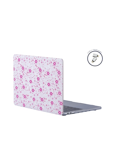 Apple Uyumlu MacBook Air Kılıf Hardcase Touch Id A1932 A2179 A2337 Flower Qt01 Açık Pembe