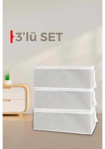 Pazar Kapısı Baza Altı Düzenleyici Kumaş Hurç 50 X 30 X 20 3 Adet Gri