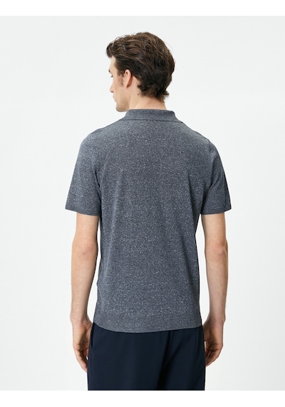 Koton Polo Yaka Triko Kazak Slim Fit Kısa Kollu Kırçıllı Lacivert 4sam70008ht Lacivert