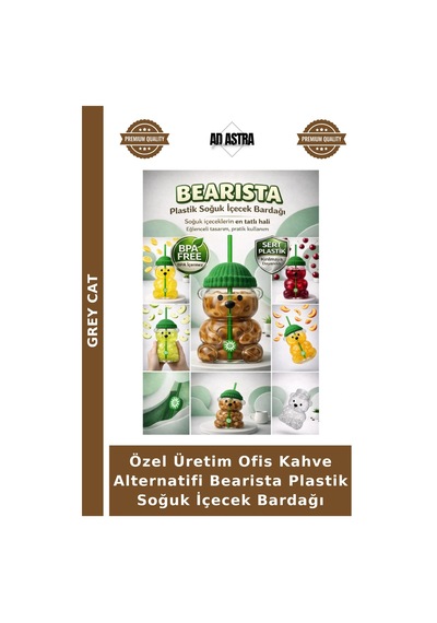 Özel Üretim Ofis Kahve Alternatifi Bearista Plastik Soğuk İçecek Bardağı Çok Renkli
