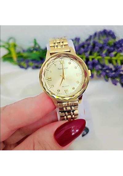 Ferrucci Gold Renk Jübile Kordon Çelik Kadın Kol Saati Gold