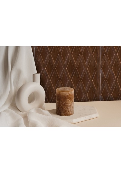 3 Boyutlu Duvar Paneli Kabartmalı Baklava Desen Pvc 41x41 Cm/ 6 Adet /1 M² Teak