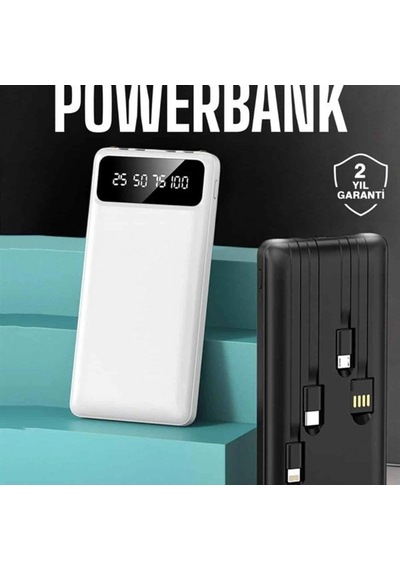 20.000mah Pd Hızlı Şarj Destekli Lcd Ekranlı Powerbank Çift Usb Led Işıklı Renkli