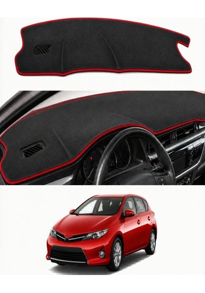 Toyota - Auris 2012-2018 Uyumlu Torpido Koruma Kılıfı - Kırmızı Şeritli