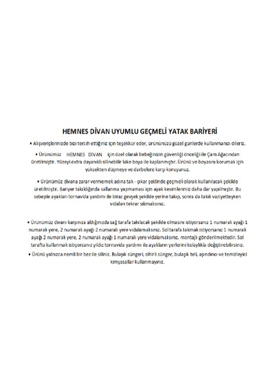 150x50 + 48x50 Beyaz Hemnes Divan Bariyer, Trabzan, Korkuluk Beyaz - 814398930