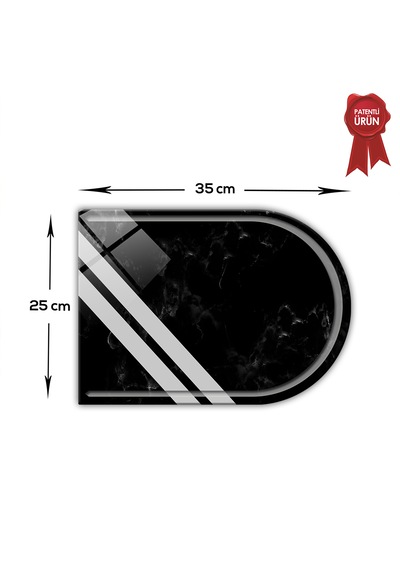 Kanallı Cam Kesme Tahtası - Dark World - Kenarı Oval - 25x35cm