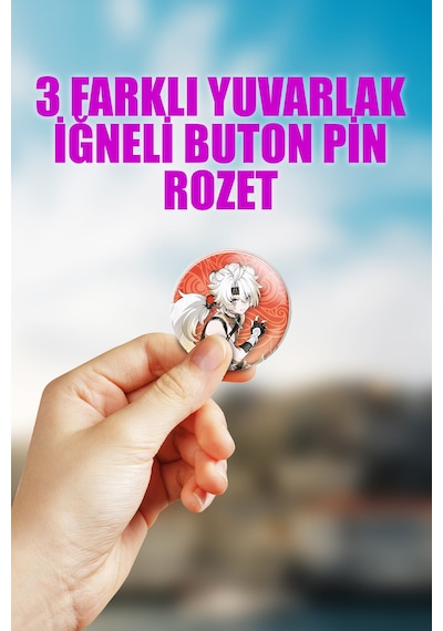 Lingyang Wuthering Waves Gacha Çanta Süsü Rozet İğneli Buton Rozet Seti 3 Adet Üçlü