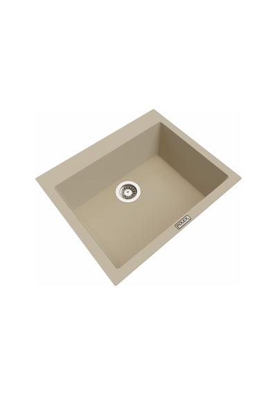 Polex Cristalüx Granit Evye P-X60 Bej Tezgah Altı Ve Tezgah Üstü Kare Mutfak Evyesi 60x50 CM