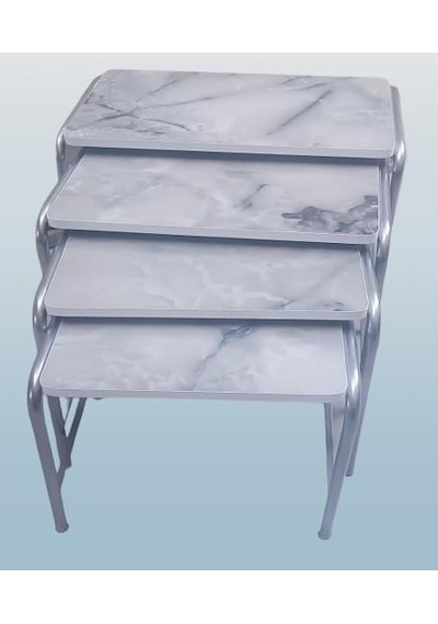 1448bng90220 Zigon Sehpa Demet Metal Model Nikelaj Ayak Ahşap Mermer Dalgalı Desen