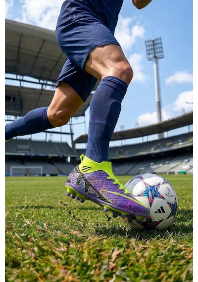 In Step Air Mor Futbol Akademik Krampon - Kaymaz Taban Halı Saha Ayakkabısı 565 Mor Yıldırım