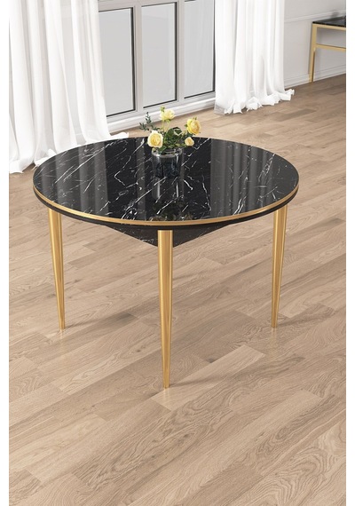 Canisa Osle Serisi 90x90 Yuvarlak Siyah Mermer Desen Mutfak Masa Takımı 4 Sandalye Gold Detay Masa Siyah Mermer Desen Sandalye Krem Gold Ayak Canisa Osle Serisi 90x90 Yuvarlak Siyah Mermer Desen Mutfak Masa Takımı 4 Sandalye Gold Detay Masa Siyah Mermer Desen Sandalye Krem Gold Ayak