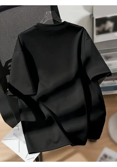 Genel Markalar 20/1 Penye Compack Spider Baskılı Oversize Kısa Kol Yazlık T-shirt - Siyah - Renkli