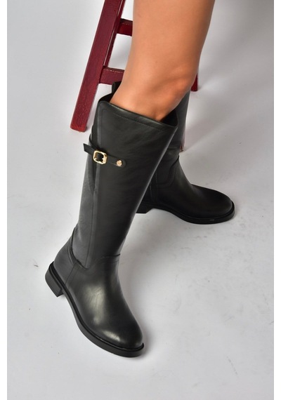 Fox Shoes Z973552209 Siyah Düz Tabanlı Kadın Çizme