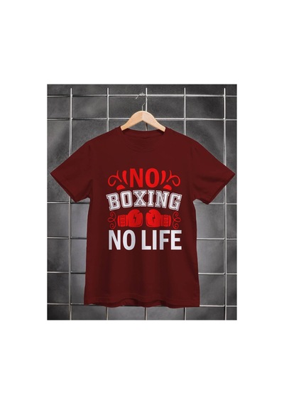 Segungear Noboxing Erkek Regular Fit Baskılı Spor Tişört Bordo - 933501233 Bordo