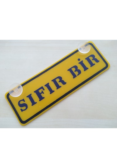 Sıfır Bir Yazılı Sarı Dekor Plaka 22x7,5cm Vantuzlu Pleksi Dekor Levha Sarı Plaka 1 Adet