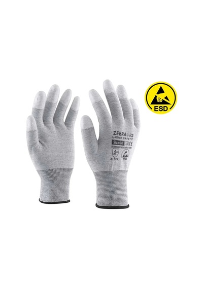 Rock Safety Zebra 1 Eco Parmak Ucu Pu Kaplı Antistatik İş Eldiveni Gri