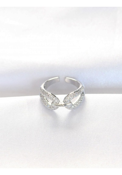 Zirkon Taşlı Silver Renk Ayarlanabilir Yüzük Silver